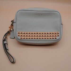 Coach Leather Studded Wrislet, Cream/Brass